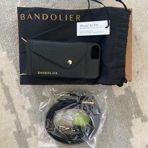 BRAND NEW - Bandolier IPhone 6,7,8 case w/strap.  Black w/gold accents.